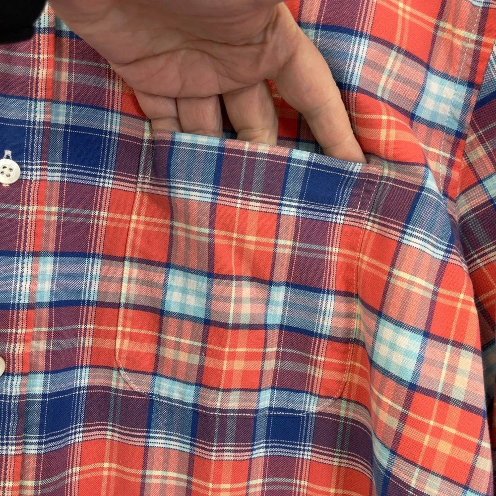 Saddlebred Vintage Oxford Shirt Mens XL Plaid Button Down‎ Preppy Americana